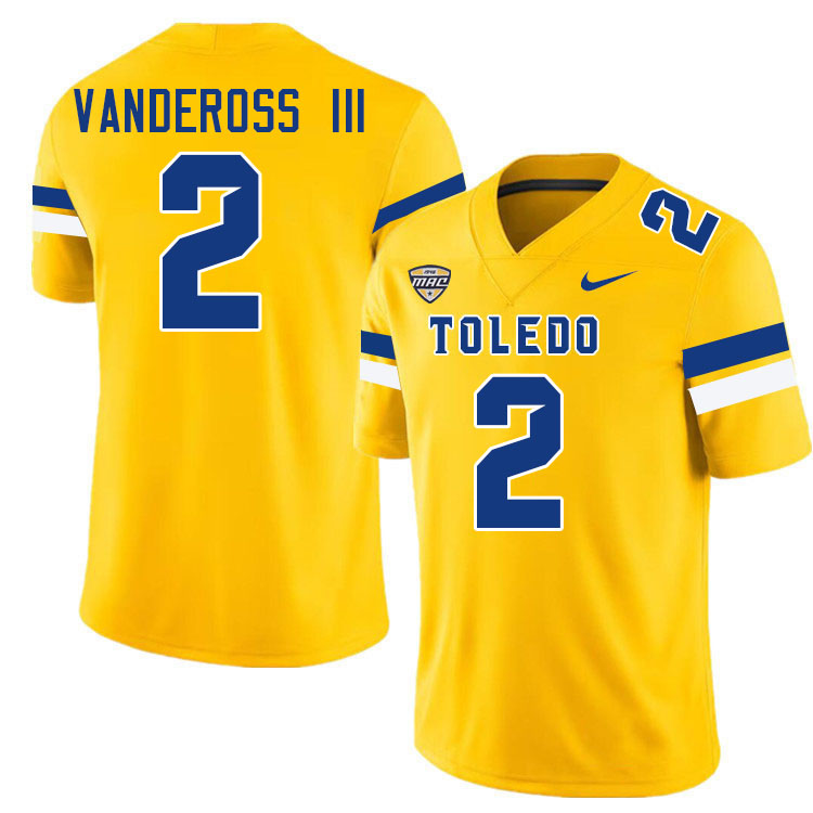 Junior Vandeross III Toledo Jersey,Toledo Rockets #2 Junior Vandeross III Jersey Youth College-Gold